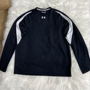 under armour t-shirt for men size L in black and white accent, long sleeves
